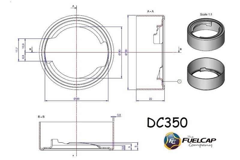 DC350 Mild Steel Filler Neck (58mm x 22mm)