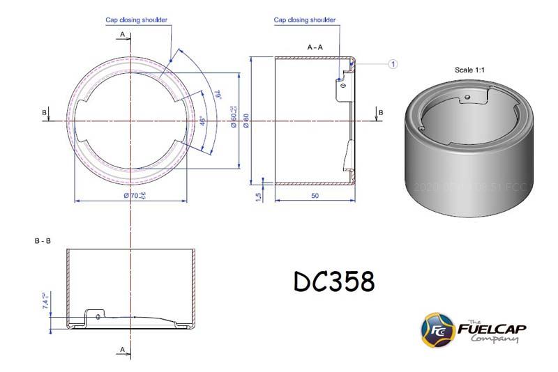 DC358 Aluminium Filler Neck (80mm x 50mm)