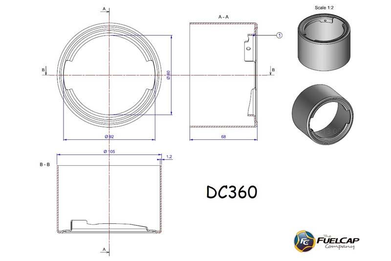 DC360 Stainless Steel Filler Neck (105mm x 68mm)