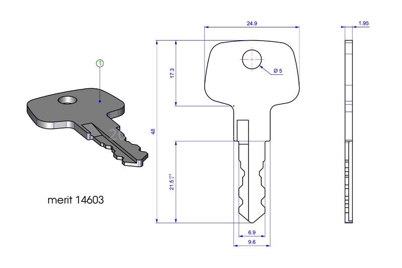 MANITOU 14603 Merit Key (Single) fuel cap